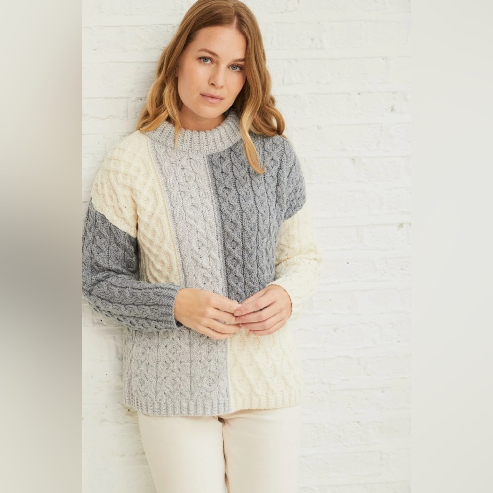 Aran Wool Patchwork Sweater